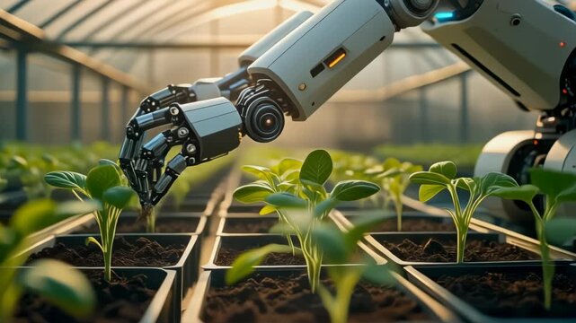 Robotic arm Nurturing Seedlings in Safe Indoor Grow Space