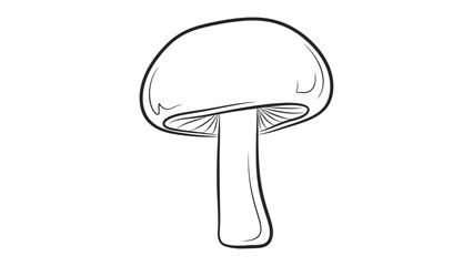 Mushroom Illustration: A detailed black and white illustration of a single mushroom, perfect for botanical or educational purposes. © Ajhar234