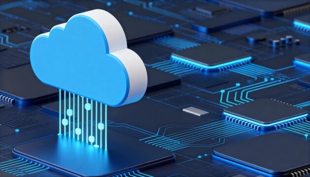 minimal 3d cloud storage icon rotating with data streams perfect for world backup day