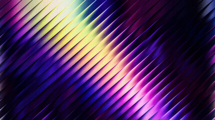 Grainy abstract diagonal lines pattern background in vibrant purple, blue, yellow, and pink colors with textured, painterly effect and dark edges