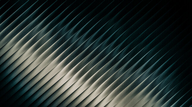 Grainy abstract dark background texture of diagonal parallel lines and ridges, dramatic lighting, closeup macro shot of a textured surface or material pattern