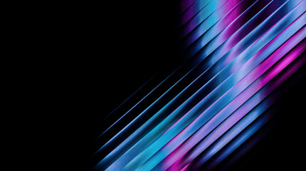 Grainy abstract background with diagonal glowing lines in vibrant shades of blue, cyan, and magenta against a solid black backdrop, digital art texture