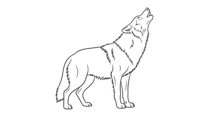 Fototapeta premium Lone Wolf's Melodic Howl: An artistic depiction of a solitary wolf, bathed in moonlight, offering a mournful howl towards the night sky, evoking feelings of freedom and the wild.