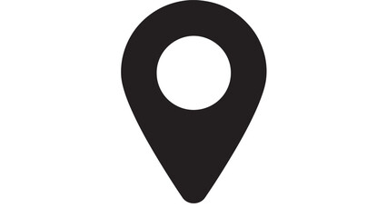 Map location icon with black pin marker illustrating geographic position and navigation symbol on a plain white background. featuring wayfinding, place, travel with direction and minimal design © Roberto