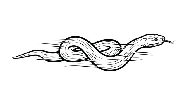 Snake's Swift Journey: A detailed illustration captures the fluid movement of a snake gliding gracefully, showcasing its intricate design and dynamic motion.