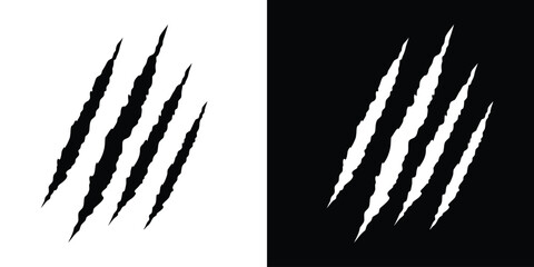 Animal claw scratches mark silhouette vector. Dinosaur claw scratches icon silhouette vector. Tiger, bear, lion scratches sign © Silhouette Zone