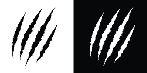 Animal claw scratches mark silhouette vector. Dinosaur claw scratches icon silhouette vector. Tiger, bear, lion scratches sign © Silhouette Zone