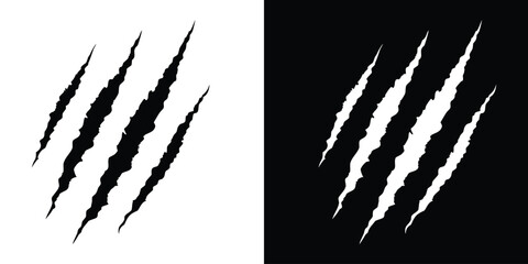 Animal claw scratches mark silhouette vector. Dinosaur claw scratches icon silhouette vector. Tiger, bear, lion scratches sign © Silhouette Zone