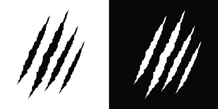Animal claw scratches mark silhouette vector. Dinosaur claw scratches icon silhouette vector. Tiger, bear, lion scratches sign