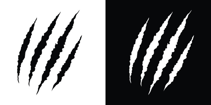 Animal claw scratches mark silhouette vector. Dinosaur claw scratches icon silhouette vector. Tiger, bear, lion scratches sign