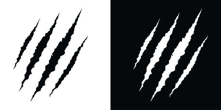 Animal claw scratches mark silhouette vector. Dinosaur claw scratches icon silhouette vector. Tiger, bear, lion scratches sign