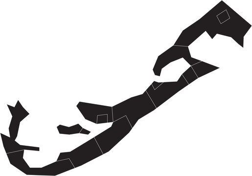 Bermuda Map with Administrative Regions Silhouette Vector Transparent Background Vector