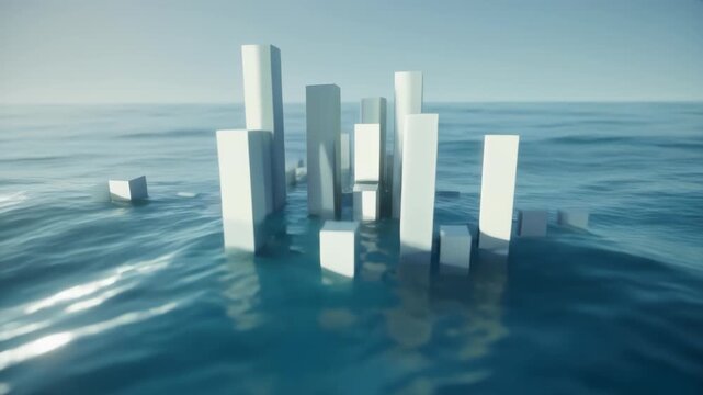 cement blocks gliding Sea