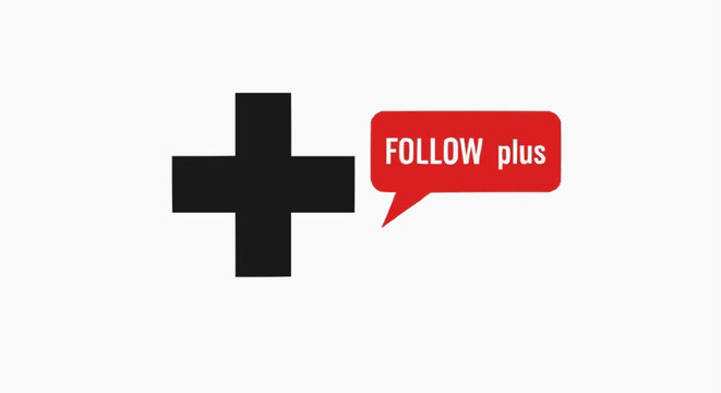 Black Plus Sign with Red Follow Plus Speech Bubble Vector