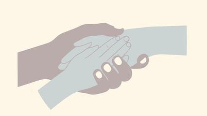 Exploring the profound psychology of human connection and mutual support, this illustration depicts comforting hands, symbolizing empathy, trust, and care within a therapeutic context
