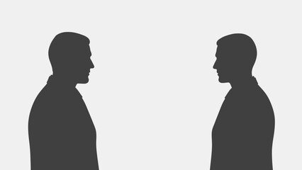 The Psychology of Two Silhouetted Figures Facing Each Other in a Conceptual Meeting of Minds or Psychological Evaluation