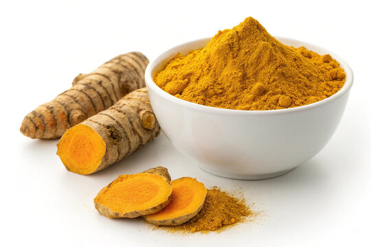 turmeric powder in a White bowl