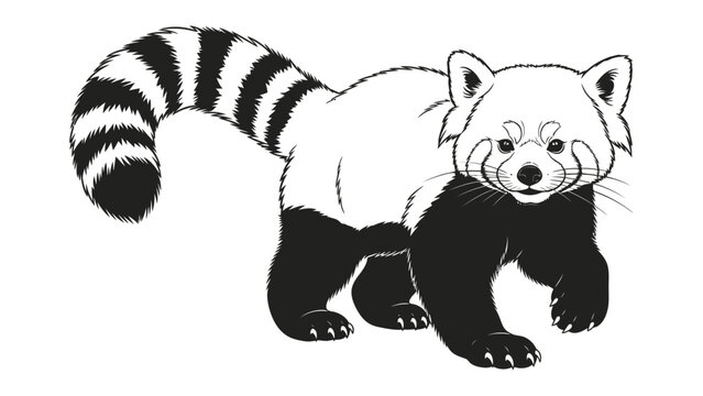 Red Panda in Monochrome: A charming illustration of a red panda, its unique features defined by contrasting shades, conveying its captivating presence.