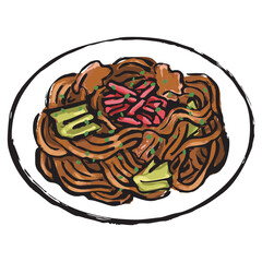 ソース焼きそばのイラスト