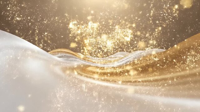 PHALGUNA ASHTAHNIKA ABSTRACT MOTION PEARL WHITE AND GOLD SACRED STARDUST