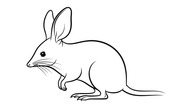 Line Drawing of Bilby: A minimalist line drawing captures the essence of a bilby, highlighting its distinctive features and endearing nature. 