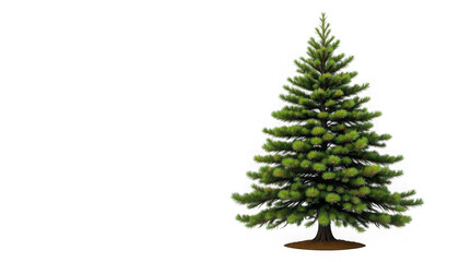 Obraz premium Realistic illustration of a dense green pine tree with detailed needles and a textured trunk rendered on transparent background