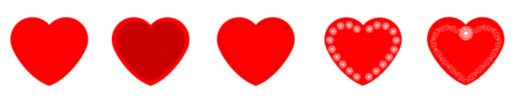 Set di icone di cuori rossi