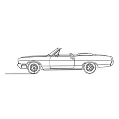 Continuous Line Art Drawing of a Classic Vintage Convertible Car