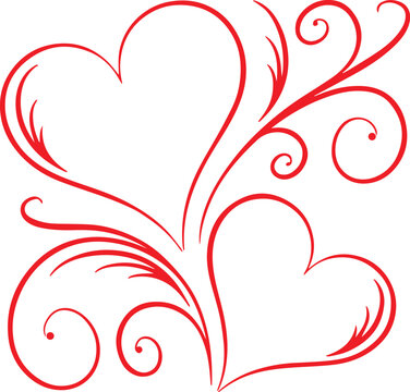 Two Hearts Swirl Elements Stock Vector