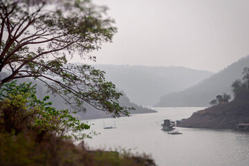 Floating houses of fishermen on the lake.