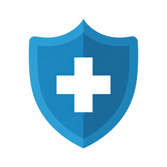 Obraz premium Blue Shield with White Cross Icon: Healthcare, Security, Protection, Safety, Medical, Health, Insurance, Emblem, Symbol