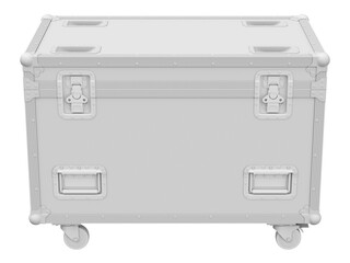 Clay render of front view of flight case isolated on white background - 3D illustration
