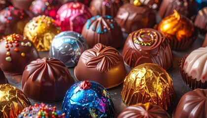 Naklejka premium 美味しそうな大量のチョコレートのイメージ画像