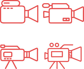 Set of video camera icons in flat design
