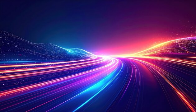 Night highway shows vehicle light trails long exposure captures fast moving vehicles on urban road