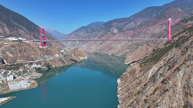 Aerial view of Xingkang Bridge Luding Yaye Expressway Bridge