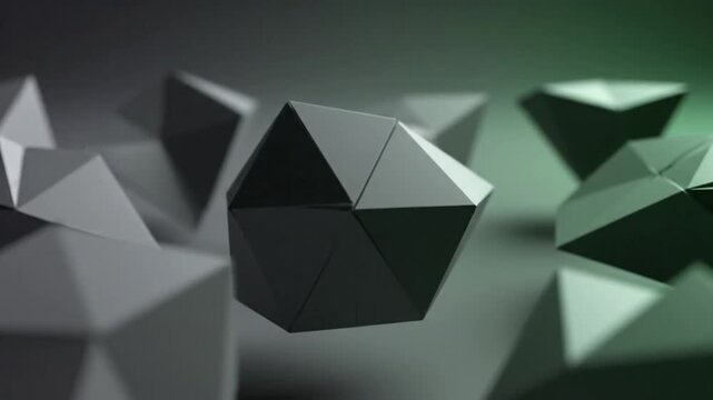 Abstract futuristic animation of a group of geometric polygonal shapes with modern design