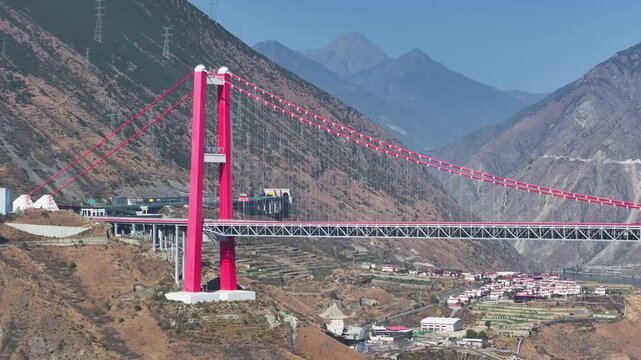 Aerial view of Xingkang Bridge Luding Yaye Expressway Bridge
