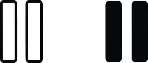 Pause Icon Variations Outline and Filled Black Symbol on White Background, Design Asset © EDA