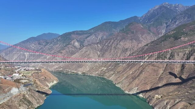 Aerial view of Xingkang Bridge Luding Yaye Expressway Bridge