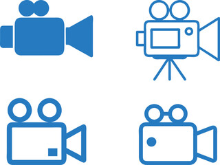 Set of blue video camera icons