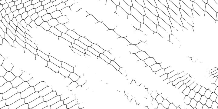 Broken wire mesh fence. Rabitz or chain link fence with cut hole. Torn wire pirson mesh texture. Cut metal lattice grid. Vector illustration