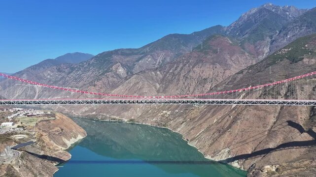 Aerial view of Xingkang Bridge Luding Yaye Expressway Bridge