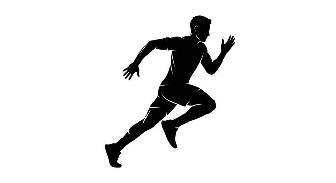 A silhouette of a man running quickly in a dynamic pose