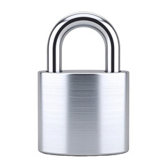 Shiny Silver Padlock, Cut Out, Isolated on a Transparent Background.