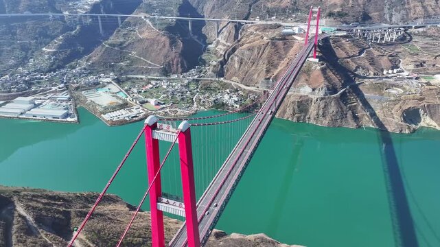 Aerial view of Xingkang Bridge Luding Yaye Expressway Bridge