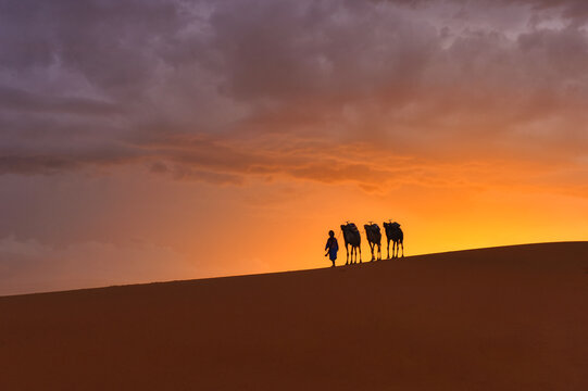 Sand dunes in the Sahara Desert, Merzouga, Morocco