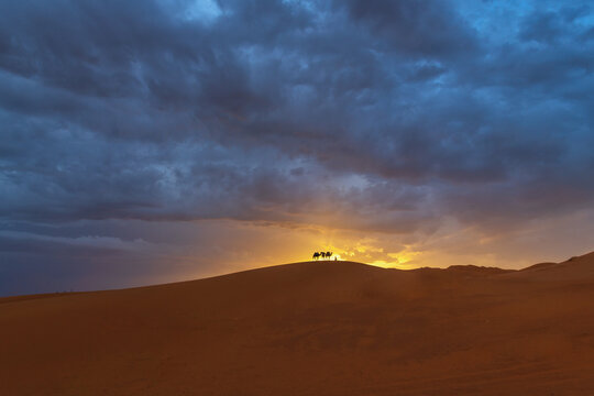 Sand dunes in the Sahara Desert, Merzouga, Morocco