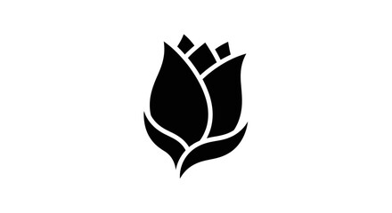 Black silhouette of a stylized rose flower