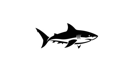 Obraz premium Black silhouette of a shark illustration